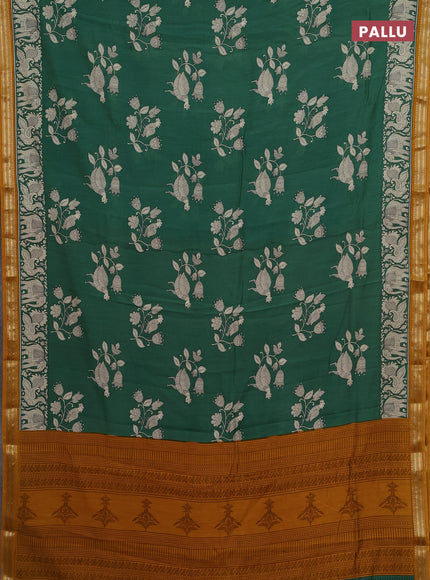 Green & Mustard Yellow Muslin Silk - Prints