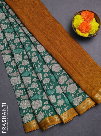 Green & Mustard Yellow Muslin Silk - Prints