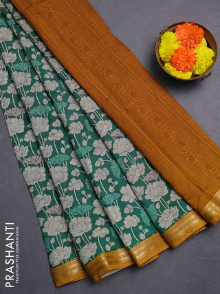 Green & Mustard Yellow Muslin Silk - Prints