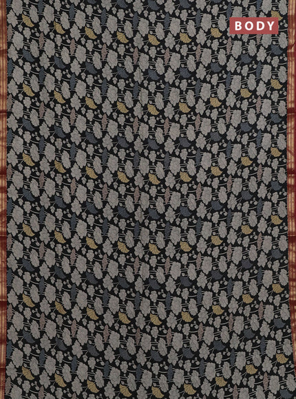 Black & Maroon Muslin Silk - Prints