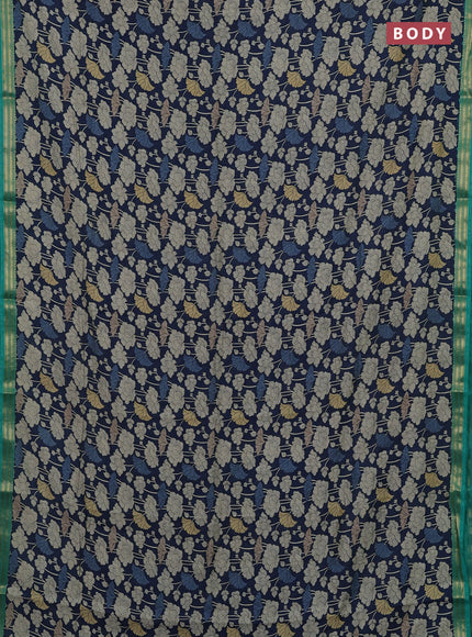 Blue & Teal Green Muslin Silk - Prints