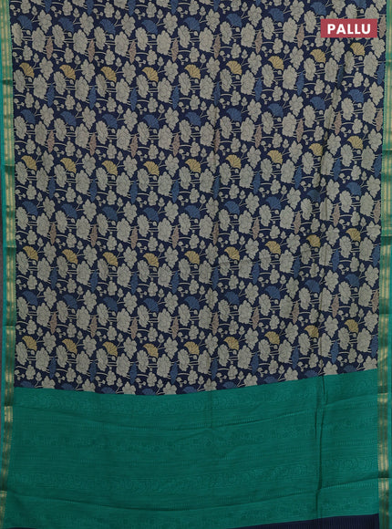 Blue & Teal Green Muslin Silk - Prints
