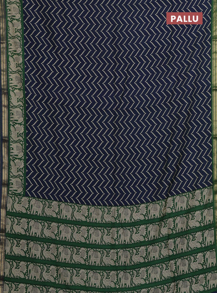 Blue & Green Muslin Silk - Prints