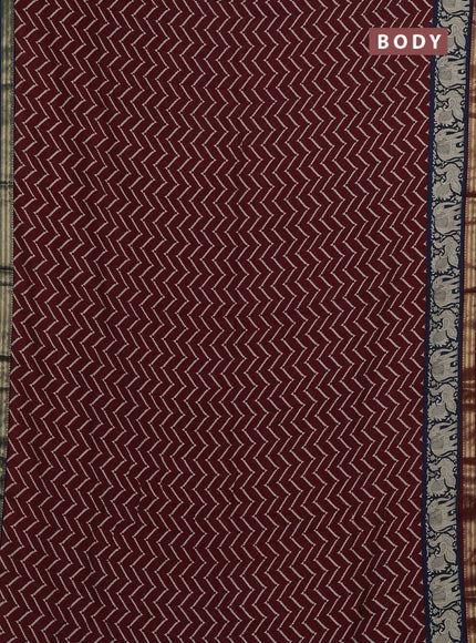 Maroon & Blue Muslin Silk - Prints