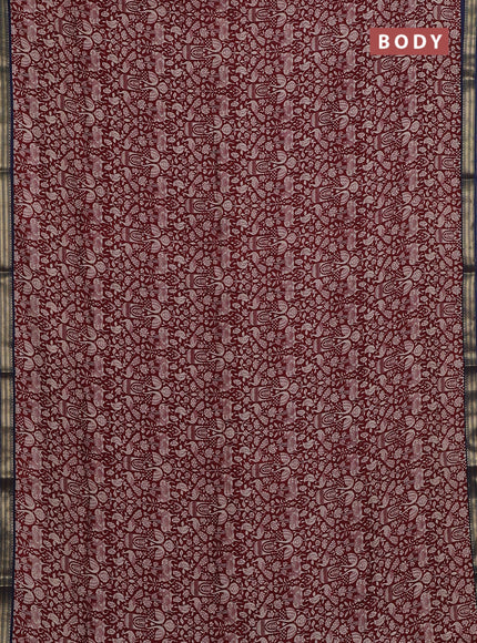 Maroon & Blue Muslin Silk - Prints