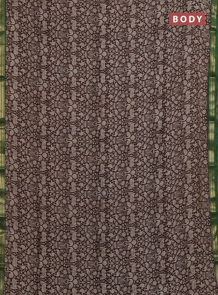 Brown & Green Muslin Silk - Prints