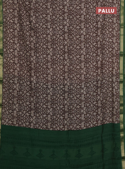 Brown & Green Muslin Silk - Prints