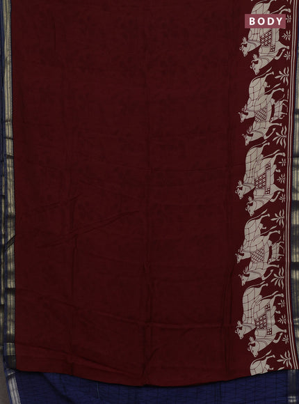 Maroon & Blue Muslin Silk - Prints