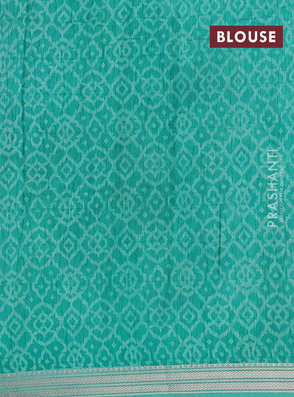 Peacock Blue & Green Muslin Silk - Prints