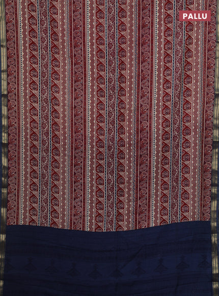 Maroon & Peacock Blue Muslin Silk - Prints