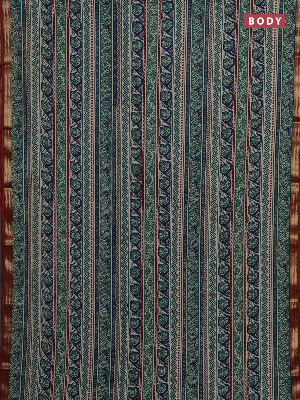 Green & Maroon Muslin Silk - Prints – Prashanti Sarees