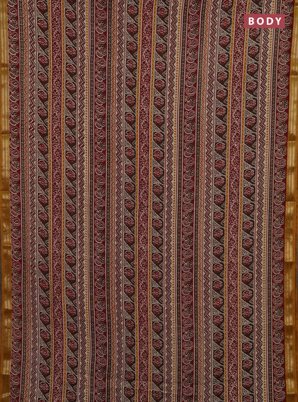 Maroon & Mustard Yellow Muslin Silk - Prints