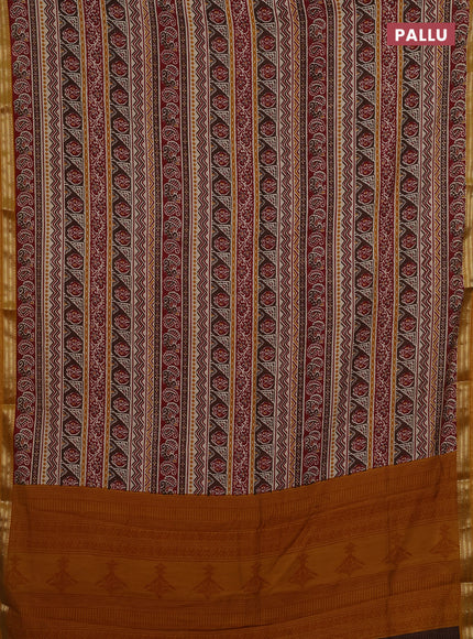 Maroon & Mustard Yellow Muslin Silk - Prints