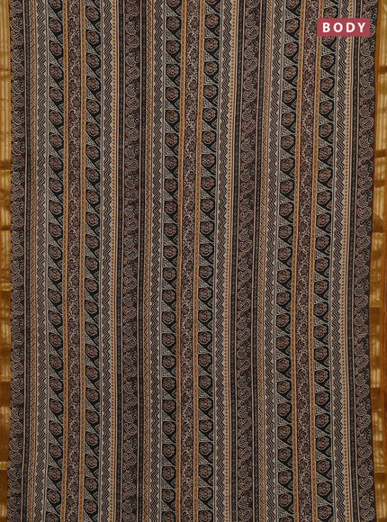 Brown & Mustard Yellow Muslin Silk - Prints