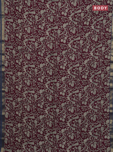 Wine & Blue Muslin Silk - Prints