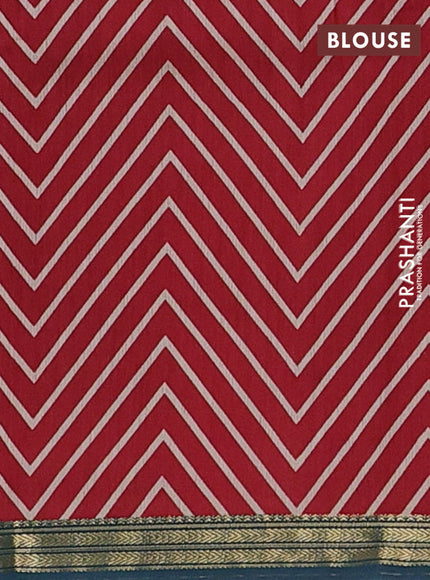 Peacock Blue & Maroon Muslin Silk - Prints