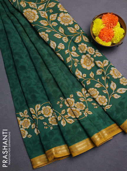 Green & Mustard Yellow Muslin Silk - Prints