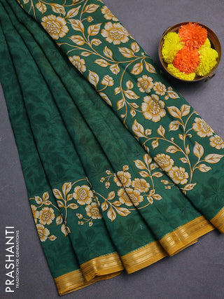 Green & Mustard Yellow Muslin Silk - Prints