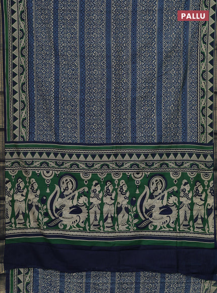 Pastel Blue  & Blue Muslin Silk - Prints