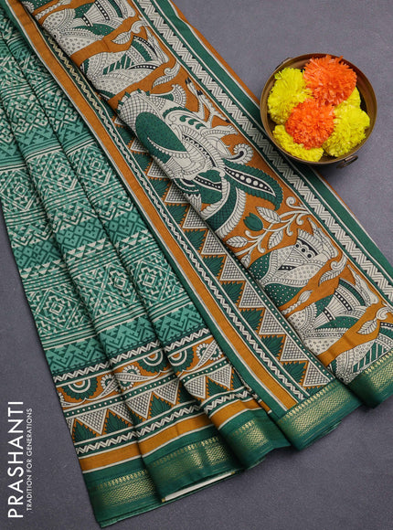 Green Muslin Silk - Prints
