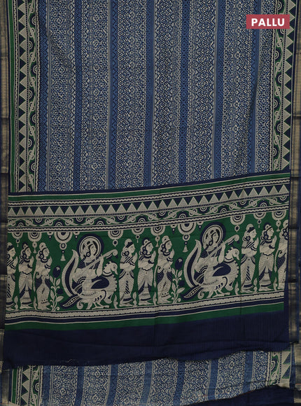 Pastel Blue & Blue Muslin Silk - Prints