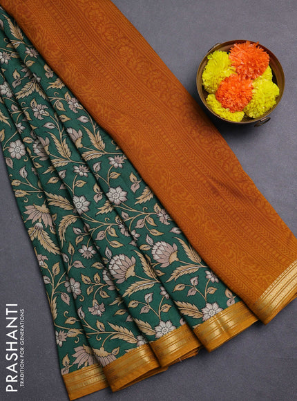 Green & Mustard Yellow Muslin Silk - Prints