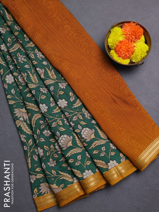 Green & Mustard Yellow Muslin Silk - Prints