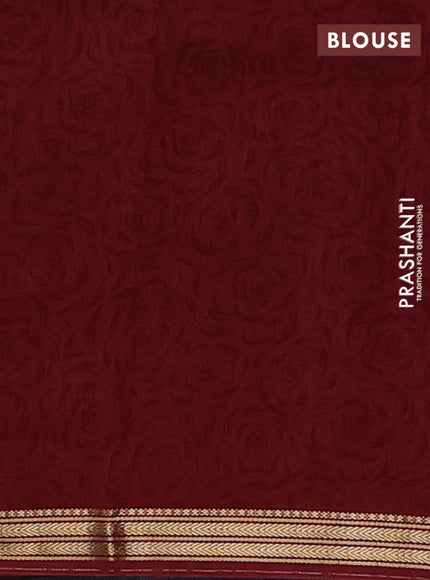 Blue & Maroon Muslin Silk - Prints