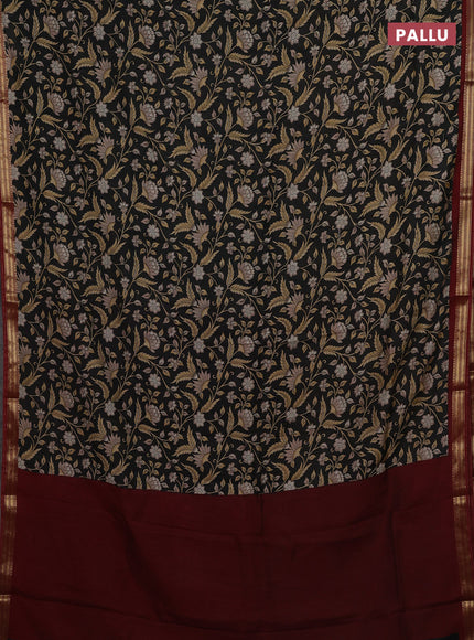 Black & Maroon Muslin Silk - Prints