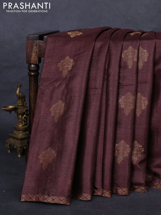 Coffee Brown Banarasi Tussar Silk Saree