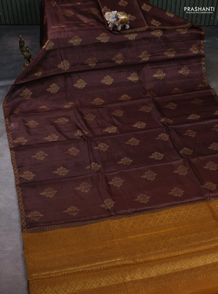 Coffee Brown Banarasi Tussar Silk Saree