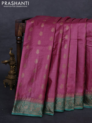 Pink & Green Banarasi Tussar Silk Saree