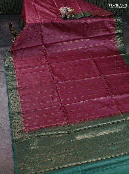Pink & Green Banarasi Tussar Silk Saree