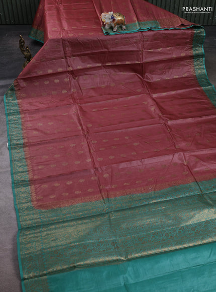 Maroon & Teal Green Banarasi Tussar Silk Saree