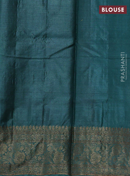 Maroon & Teal Green Banarasi Tussar Silk Saree