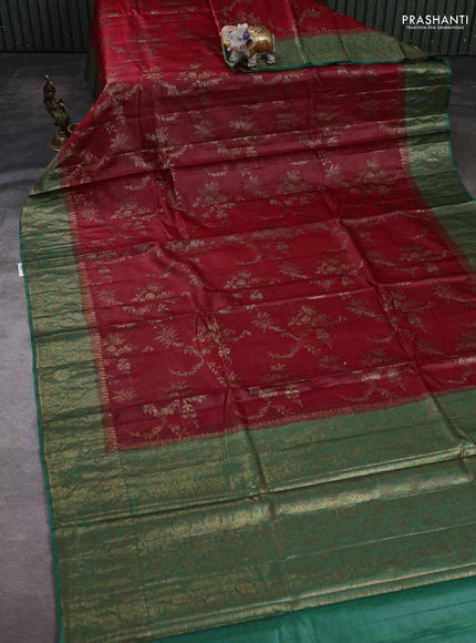 Red & Green Banarasi Tussar Silk Saree
