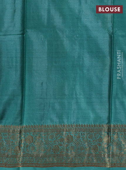 Grey & Teal Green Banarasi Tussar Silk Saree
