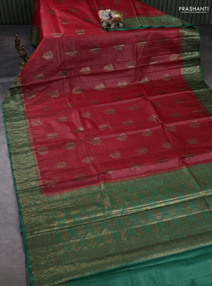 Red & Green Banarasi Tussar Silk Saree