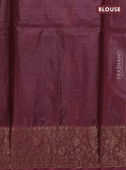 Grey & Wine Banarasi Tussar Silk Saree