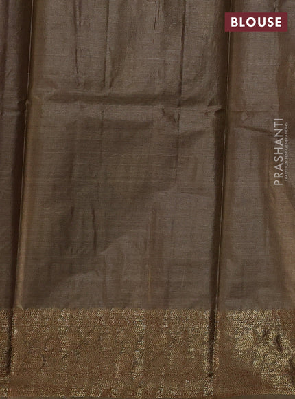 Magenta Pink & Olive Green Banarasi Tussar Silk Saree