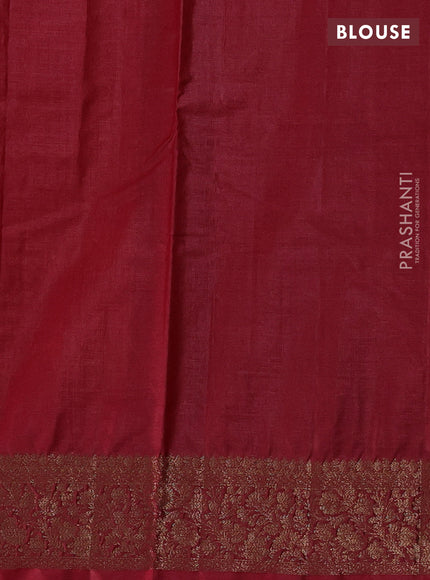 Mustard Yellow & Maroon Banarasi Tussar Silk Saree