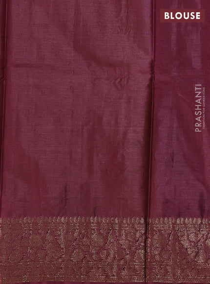 Mustard Green & Wine Banarasi Tussar Silk Saree