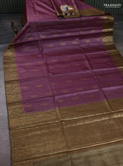 Purple & Mehendi Green Banarasi Tussar Silk Saree