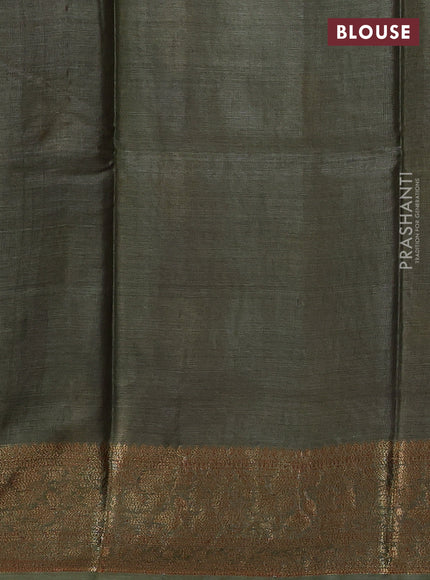 Purple & Mehendi Green Banarasi Tussar Silk Saree