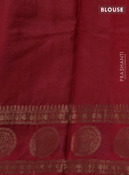 Mustard Yellow & Maroon Banarasi Tussar Silk Saree