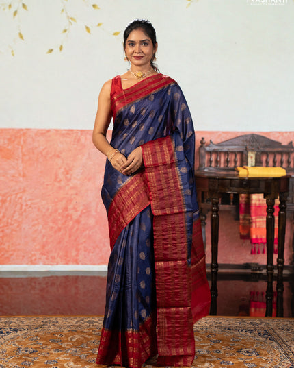 Violet & Maroon Banarasi Tussar Silk Saree