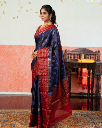 Violet & Maroon Banarasi Tussar Silk Saree