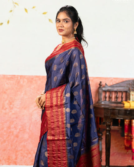 Violet & Maroon Banarasi Tussar Silk Saree