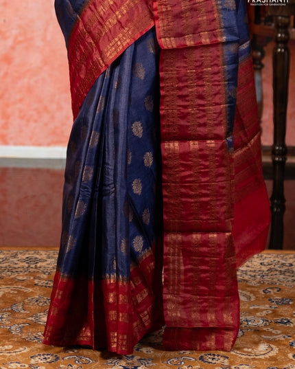 Violet & Maroon Banarasi Tussar Silk Saree