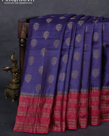 Violet & Maroon Banarasi Tussar Silk Saree
